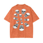 Oversized orange T-shirt with white skull graphic design for casual wear back view