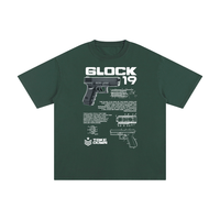 Green Glock 19 unisex cotton t-shirt featuring firearm diagram and bold white graphics, perfect for tactical-inspired fashion.