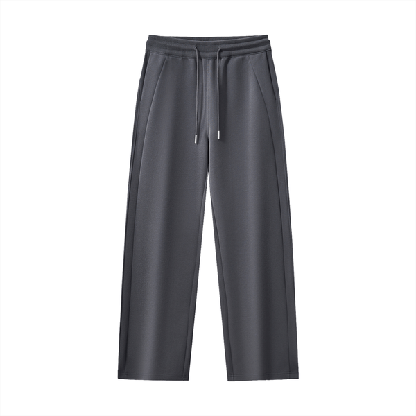 Gray Essential Drawstring Straight-Leg Sweatpants with a soft cotton blend, designed for casual, sporty, or gym occasions.