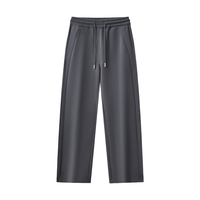 Gray Essential Drawstring Straight-Leg Sweatpants with a soft cotton blend, designed for casual, sporty, or gym occasions.