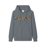 Gray hoodie with camouflage logo