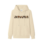 khaki hoodie with camouflage logo