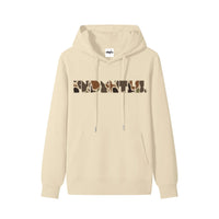 khaki hoodie with camouflage logo