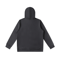 Rear view of Premio Essential Oversized Hoodie in charcoal gray, highlighting oversized silhouette and premium cotton blend fabric.