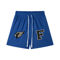 Royal blue Chrome Cardinals Mesh Drawstring Shorts with front cardinal logo and varsity F patch, perfect for sporty and casual unisex styling.