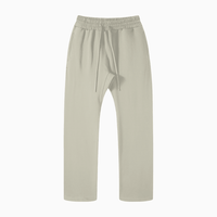 Front view of beige One Piece unisex casual straight leg pants with drawstring closure, suitable for basics and everyday wear.