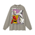 Gray One Punch Man Long Sleeve T-Shirt with bold Saitama print and Japanese lettering. Stylish unisex cotton shirt for anime fans.