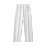 Rear view of white Essential Drawstring Straight-Leg Sweatpants with a smooth finish and straight-leg cut for everyday comfort.