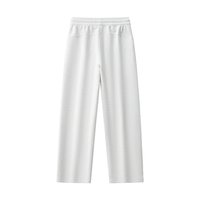 Rear view of white Essential Drawstring Straight-Leg Sweatpants with a smooth finish and straight-leg cut for everyday comfort.