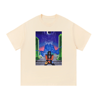 Beige Ninja Magic Essential Cotton T-Shirt with a striking fantasy warrior design, crafted for unisex casual fashion.