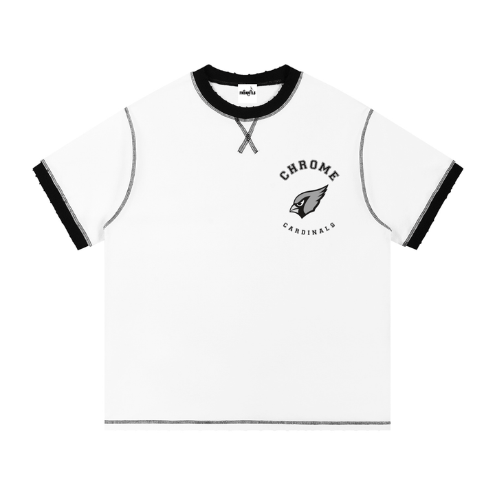 Contrast-Stitched Cotton T-Shirt white front