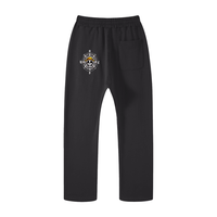 Black One Piece unisex casual straight leg pants with compass skull emblem on back, ideal for street and outdoor wear.