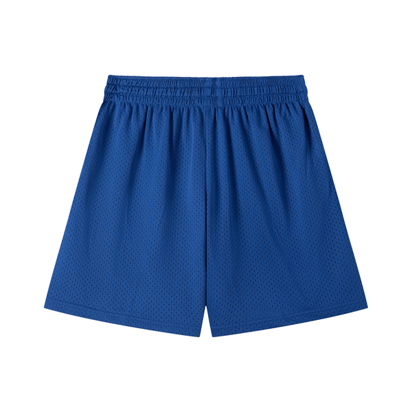 Back view of royal blue Chrome Cardinals Mesh Drawstring Shorts highlighting mesh texture and relaxed fit for activewear comfort.