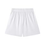Back view of white Chrome Cardinals Mesh Drawstring Shorts with breathable mesh design and elastic waistband for comfort and mobility.