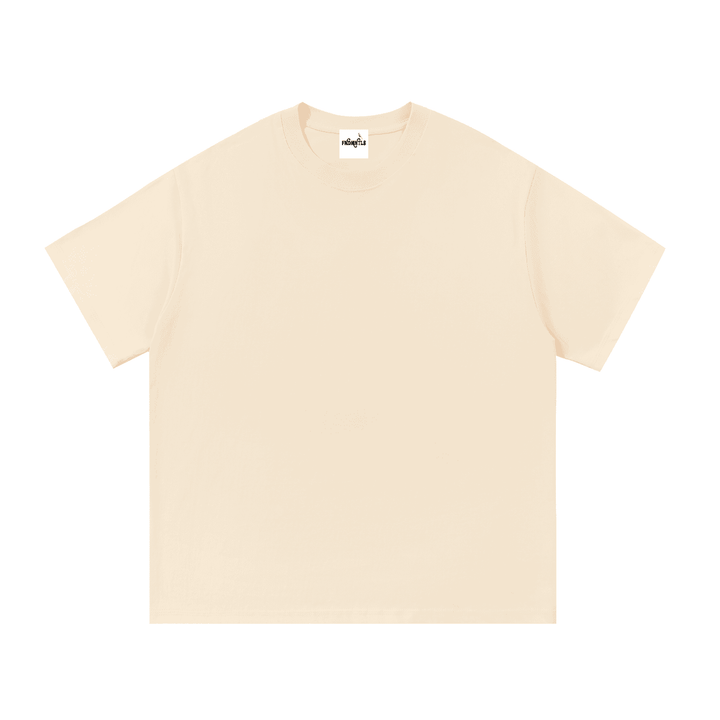 Beige cotton T-shirt for daily wear, casual apparel