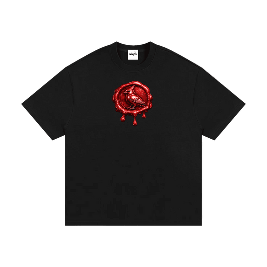 Black Premio Heavyweight Cotton T-Shirt with red bird logo