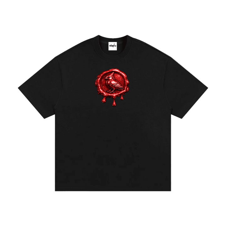 Black Premio Heavyweight Cotton T-Shirt with red bird logo