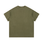 Back view of olive green Balenciaga Vintage Wash Cotton T-Shirt featuring a vintage finish and casual fit.