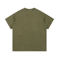 Back view of olive green Balenciaga Vintage Wash Cotton T-Shirt featuring a vintage finish and casual fit.