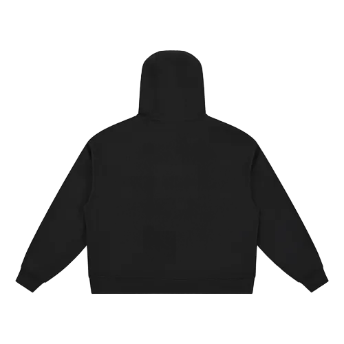 Back view of black Essential Cotton T-Shirt hoodie, featuring clean lines and a relaxed fit for contemporary style.
