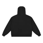Back view of black Essential Cotton T-Shirt hoodie, featuring clean lines and a relaxed fit for contemporary style.