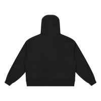 Back view of black Essential Cotton T-Shirt hoodie, featuring clean lines and a relaxed fit for contemporary style.