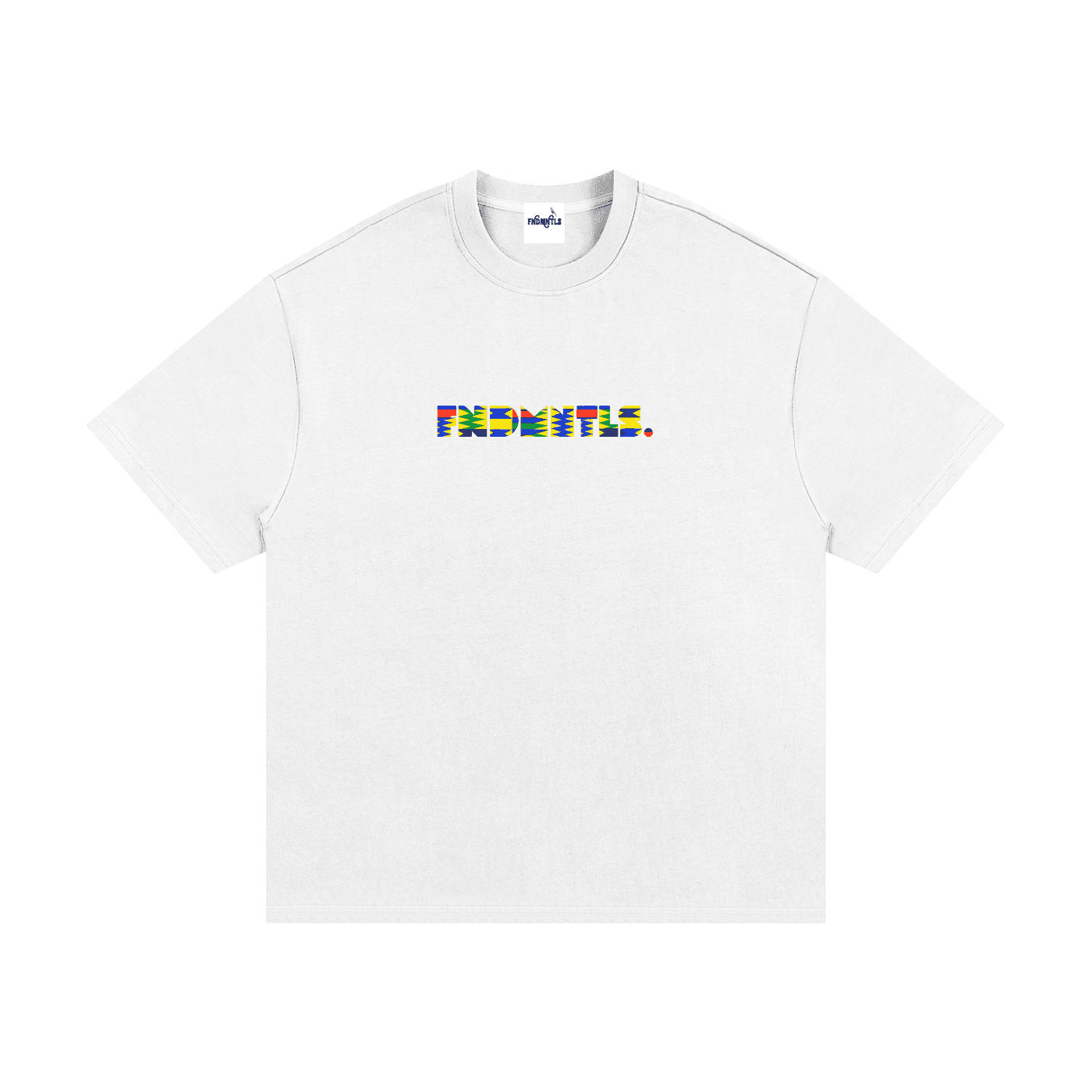 Blue Kinte Heavyweight Cotton T-Shirt in white