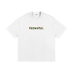 Blue Kinte Heavyweight Cotton T-Shirt in white