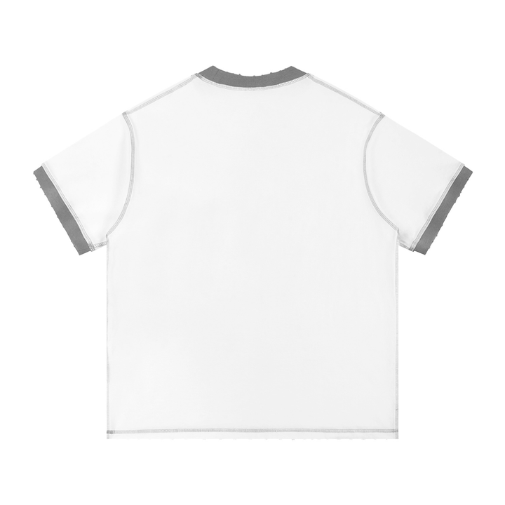 Contrast-stitched cotton T-shirt with grey accents