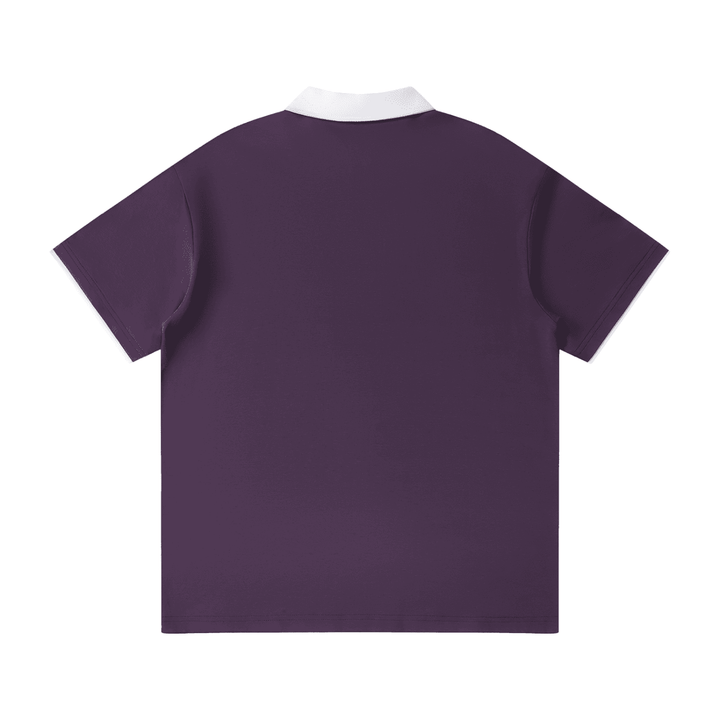 Unisex polo shirt with contrast collar and embroidered logos