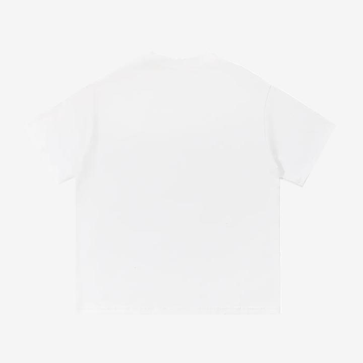 Plain white t-shirt on a light beige background