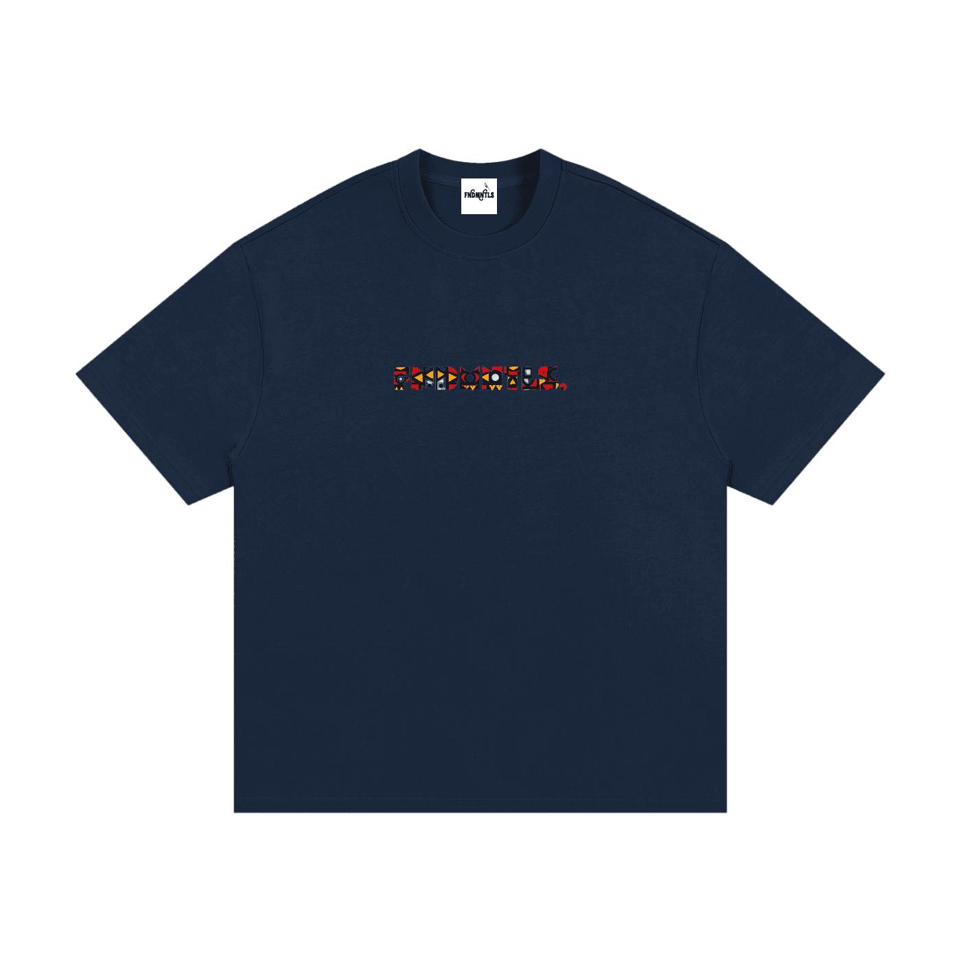 Kinte heavyweight cotton T-shirt with colorful tribal pattern back view