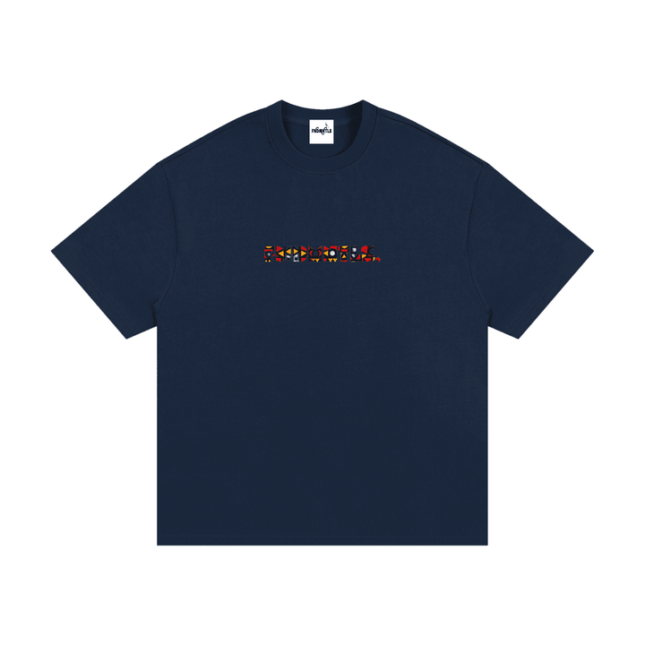 Kinte heavyweight cotton T-shirt with colorful tribal pattern back view