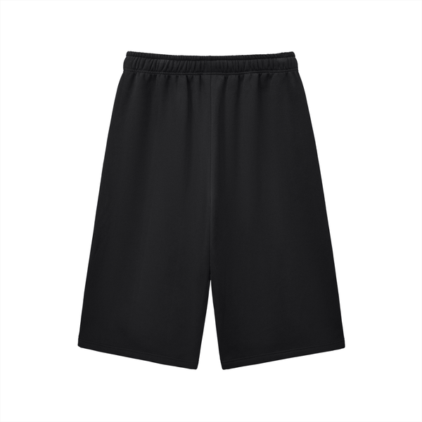 Back view of black Chrome Cardinals Relaxed Drawstring Three-quarter Sweatpants showing elastic waistband and relaxed fit for sporty comfort.