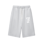 Light grey Chrome Cardinals Relaxed Drawstring Three-quarter Sweatpants featuring white 'F' logo and drawstring waist, perfect for everyday style.