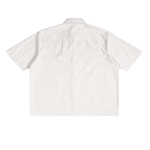 White short-sleeve shirt with subtle pattern on a white background