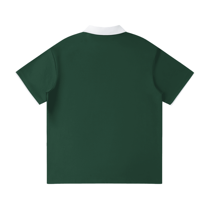Unisex polo shirt with contrast collar and embroidered logos