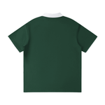Unisex polo shirt with contrast collar and embroidered logos