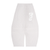 White ribbed pants with a large white letter 'F' on a white background