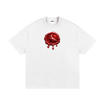 White Premio Heavyweight Cotton T-Shirt with red bird logo