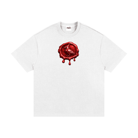 White Premio Heavyweight Cotton T-Shirt with red bird logo