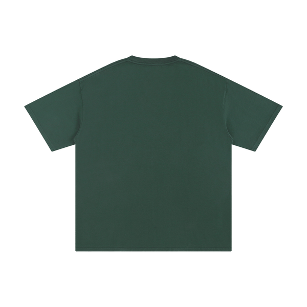Back view of green Glock 19 unisex t-shirt in pure cotton with a clean, minimalistic design for casual comfort.