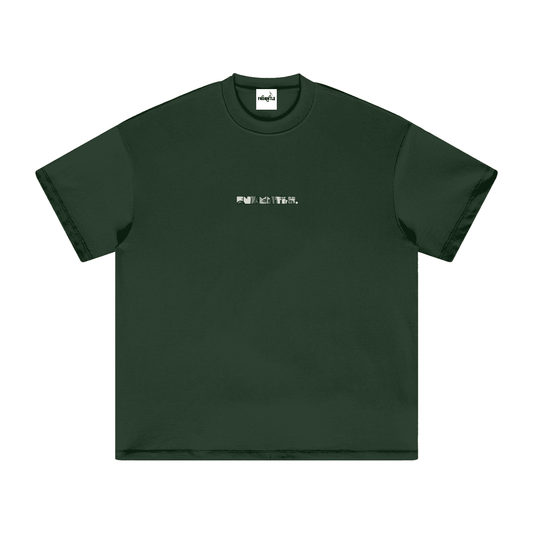 Dark green heavyweight T-shirt with graphic design, casual wear