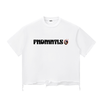 white 8 Ball Snow Wash Raw-Hem Boxy T-shirt

