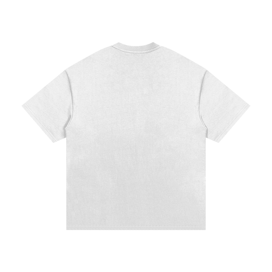 White heavyweight cotton T-shirt back view