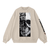Beige Snow Washed Oversized Sweatshirt with skull graphic and 'Speak the Truth' text, unisex fit with long sleeves and bold sleeve print.