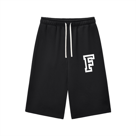 Black Chrome Cardinals Relaxed Drawstring Three-quarter Sweatpants with white 'F' logo and thick cotton blend fabric, ideal for casual wear.