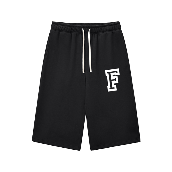 Black Chrome Cardinals Relaxed Drawstring Three-quarter Sweatpants with white 'F' logo and thick cotton blend fabric, ideal for casual wear.