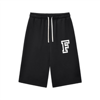 Black Chrome Cardinals Relaxed Drawstring Three-quarter Sweatpants with white 'F' logo and thick cotton blend fabric, ideal for casual wear.