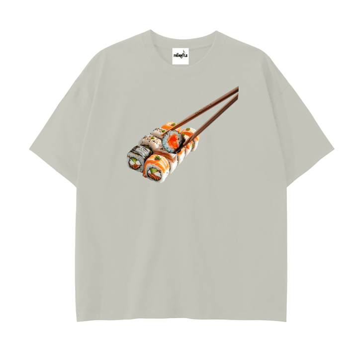 FNDMNTLS Omakase Heavyweight Tee sushi graphic in Carbon Grey